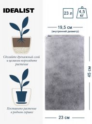 TSXMAS-SLV-23 Напольное кашпо IDEALIST LITE Крисмас Высокое, квадратное, файберстоун, серебристое, Ш23 Д23 В45 см