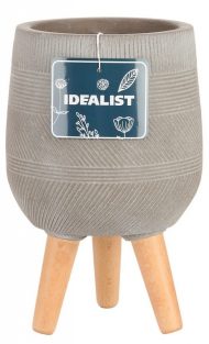 WSTRIPR20-T Напольное кашпо IDEALIST LITE Страйп на ножках, овальное, серо-коричневое, Д20.5 В32 см, высота ножек 10 см