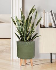 FLORL35-GRN Настольное кашпо IDEALIST LITE Флоу Ваза с подставкой, зеленое, Д24 В35 см, высота ножек 11 см