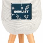 WSTRIPR20-AW Напольное кашпо IDEALIST LITE Страйп на ножках, овальное, слоновая кость, Д20.5 В32 см, высота ножек 10 см
