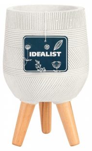 WSTRIPR20-AW Напольное кашпо IDEALIST LITE Страйп на ножках, овальное, слоновая кость, Д20.5 В32 см, высота ножек 10 см