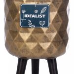 DMND-RND-24-GLD Напольное кашпо IDEALIST LITE Даймонд с подставкой, файберстоун, золотистое, Д24 В35 cм, высота ножек 10 см
