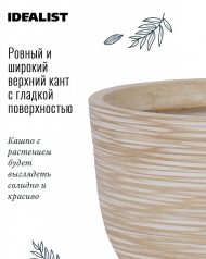 RIF24-BB Настольное кашпо для цветов IDEALIST Премиум Риф, чаша, Д24 В18 см, бежевое, 5 литров