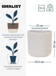 RVS-RND-25-AW Настольное кашпо IDEALIST Lite Урбан, круглое, белое Д25.5 В25 см