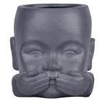 KID-FP-THREE-LG-24 Настольное кашпо IDEALIST LITE Голова малыша-монаха файберстоун, серое Д23.5 Ш23 В24 см