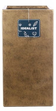 TSXMAS-GLD-23 Напольное кашпо IDEALIST LITE Крисмас Высокое, квадратное, файберстоун, золотистое, Ш23 Д23 В45 см