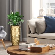 MVASE23-GLD Кашпо Мозаик Ваза, файберстоун, золото,D23H46 cm